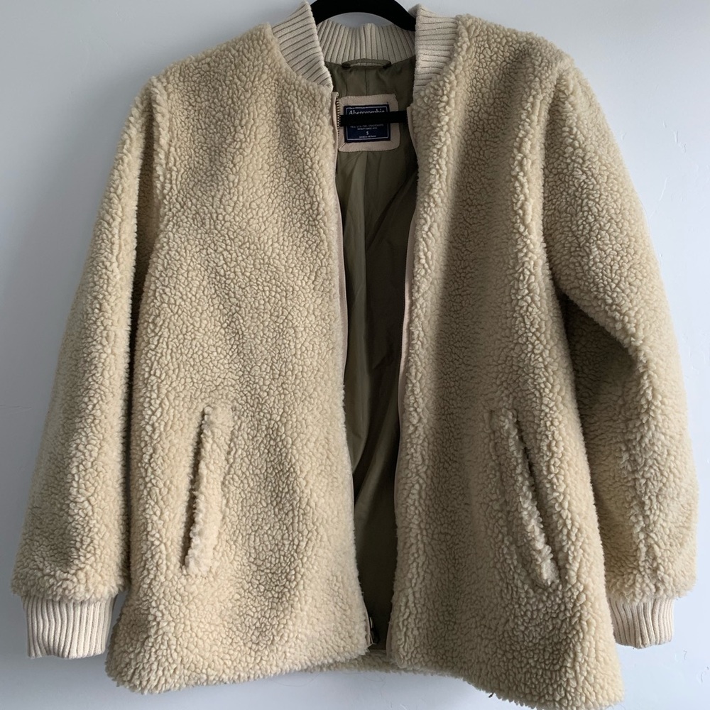 Cream/light camel teddy bear Sherpa coat